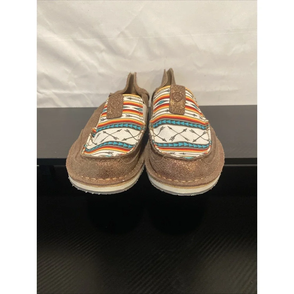 Ariat Cruiser Women 9 Rose Gold‎ Aztec Arrow Print Boat Shoe Western Glam